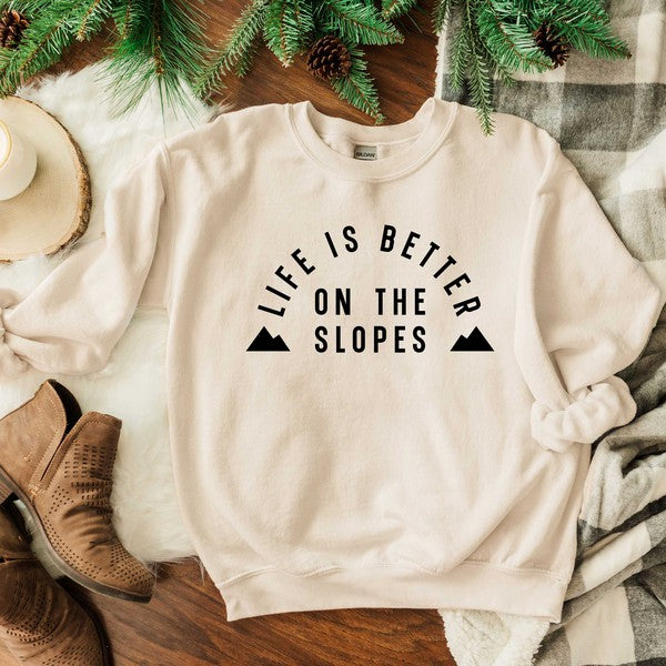 Better On The Slopes Mountains Graphic Sweatshirt  // 4 COLORS