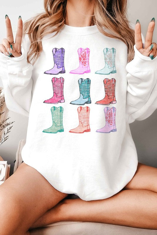 COWGIRL BOOTS WESTERN COUNTRY OVERSIZED SWEATSHIRT