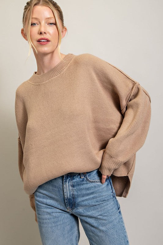 Cozy Days Ahead Long Sleeve Ribbed Sweater // 2 COLORS
