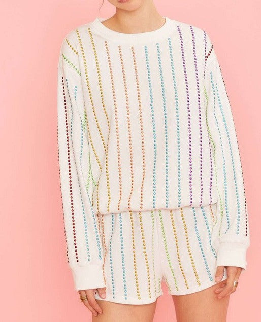 Colorful Studs French Terry Crewneck