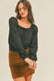 Becky Square Neck Long Sleeve Bodysuit // Black or Cream