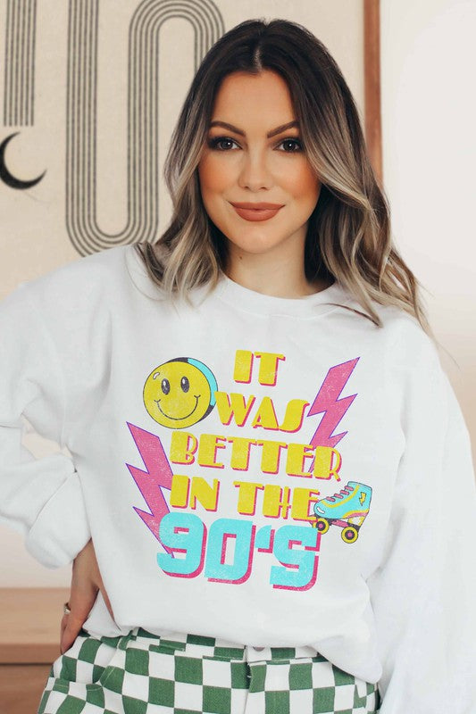 IT WAS BETTER IN THE 90S GRAPHIC SWEATSHIRT // WHITE