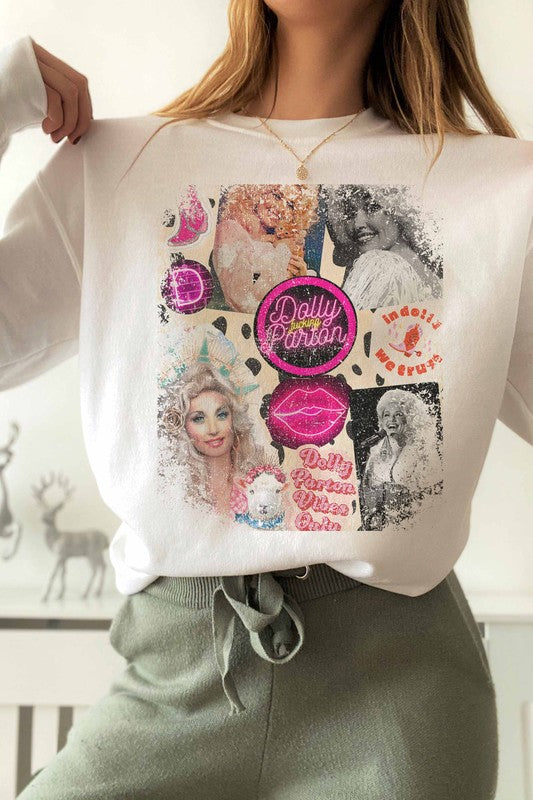 DOLLY PARTON COLLAGE GRAPHIC SWEATSHIRT // 4 COLORS