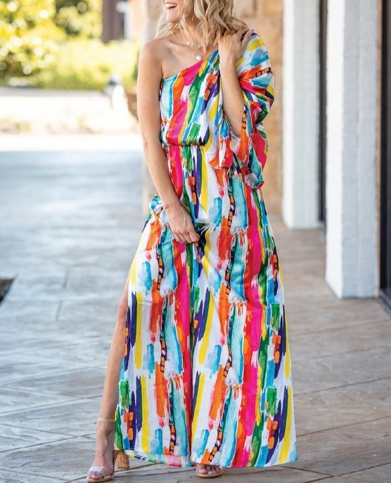 Sunset On The Beach One Shoulder Maxi