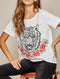 Hear Me Roar Embroidery Graphic Tiger Tee