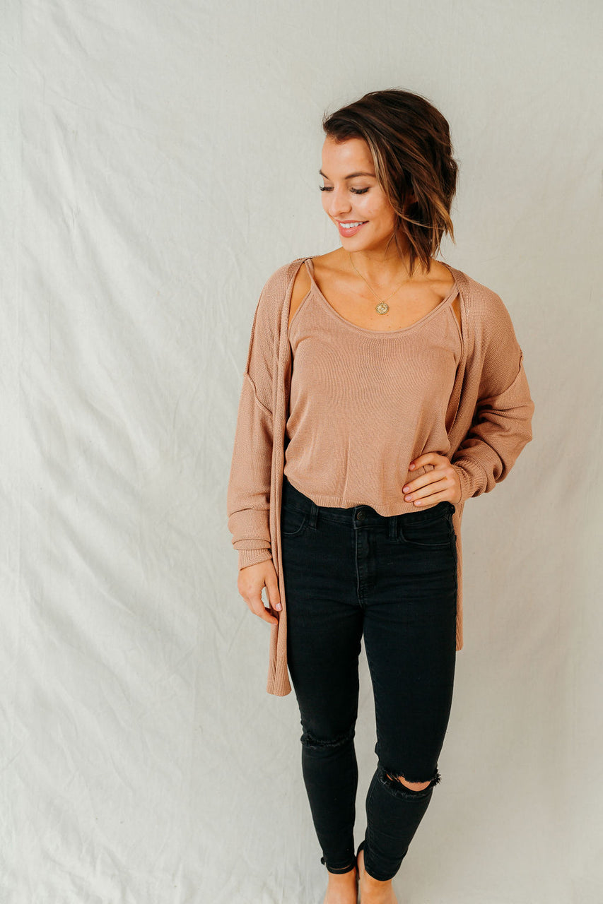 Kourtney Side Button Cardigan & Cami Top Set