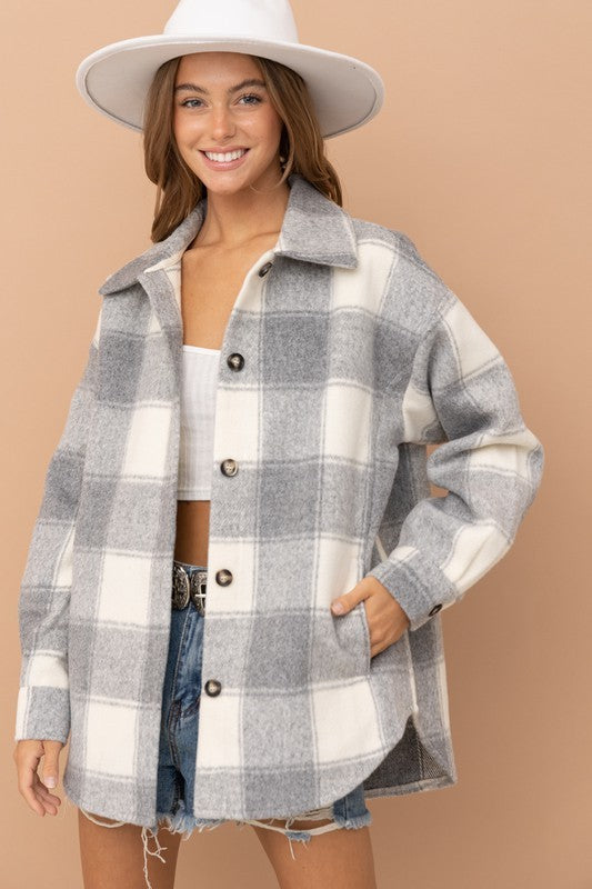 Branch Out Gingham Button Down Shacket