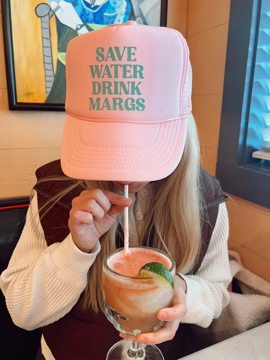 Save Water Drink Margs Trucker Hat - Light Pink